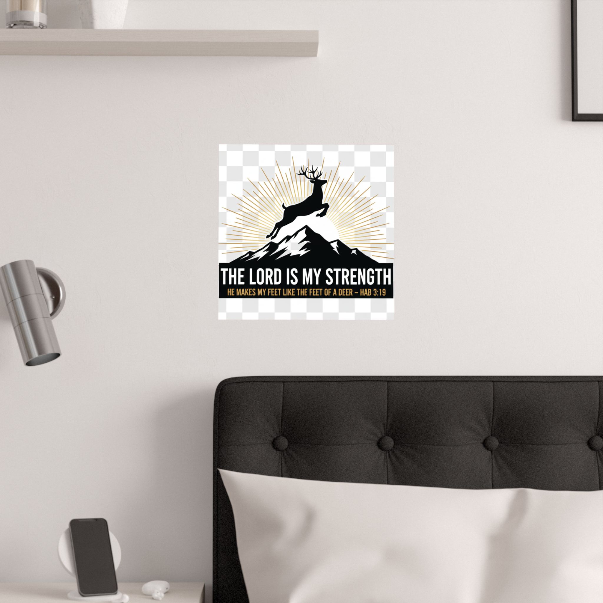 satin poster — "the lord is my strength" christian deer psalm wall art (210gsm)