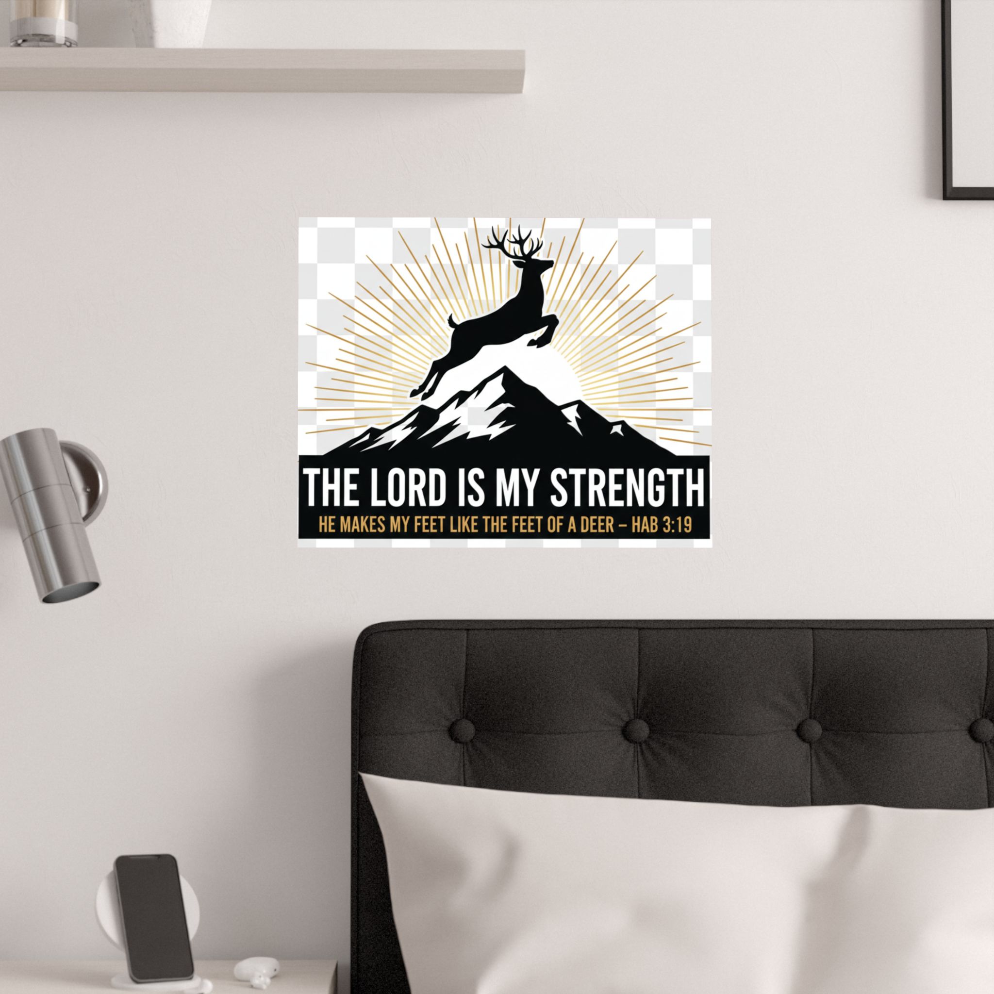 satin poster — "the lord is my strength" christian deer psalm wall art (210gsm)