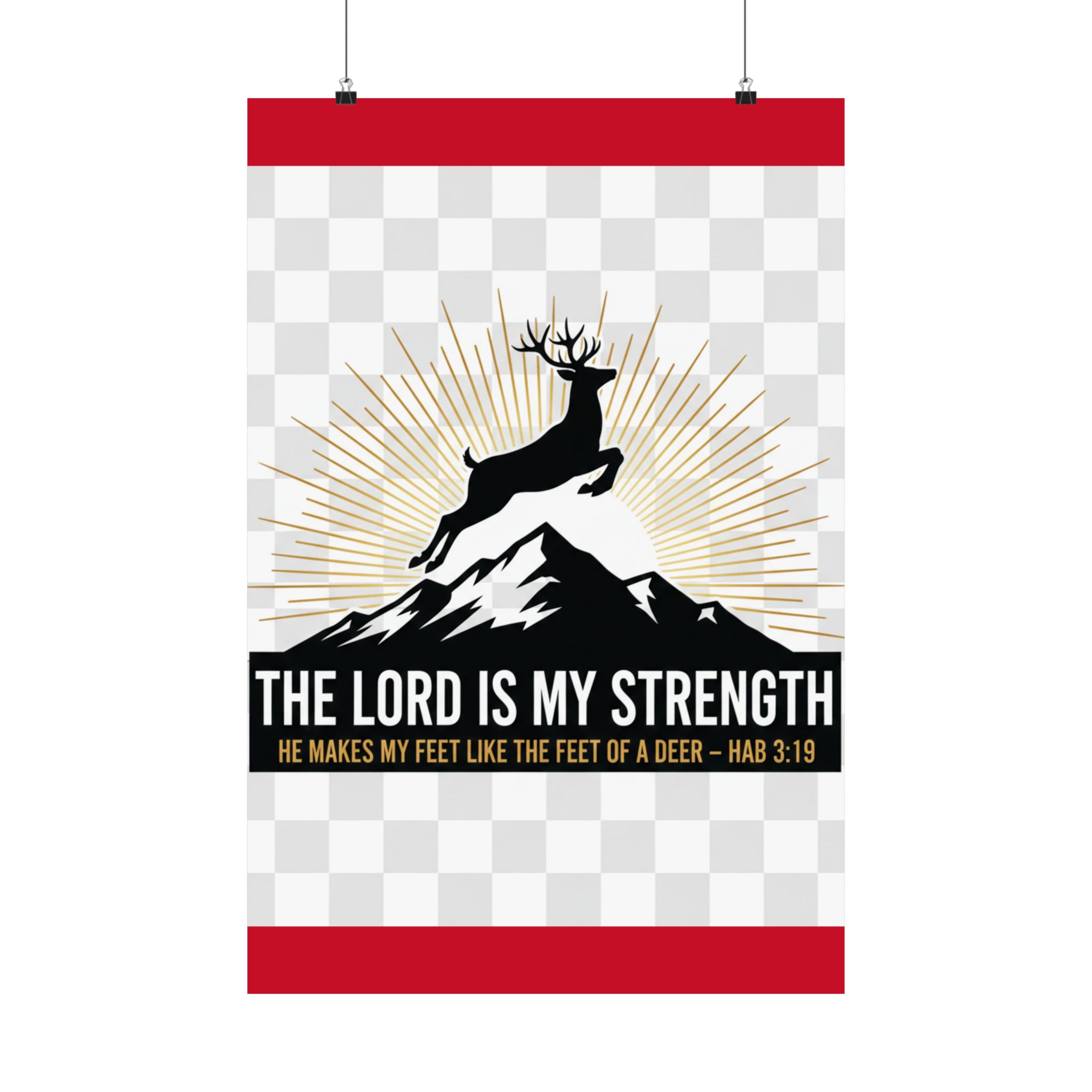 satin poster — "the lord is my strength" christian deer psalm wall art (210gsm)