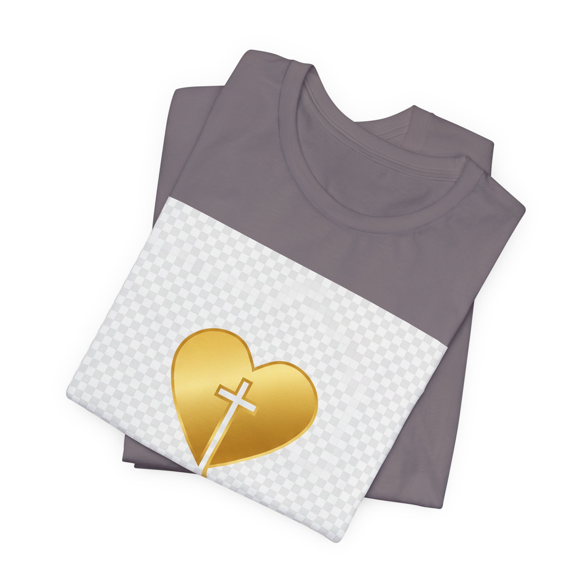 christian heart cross t shirt — gold faith design