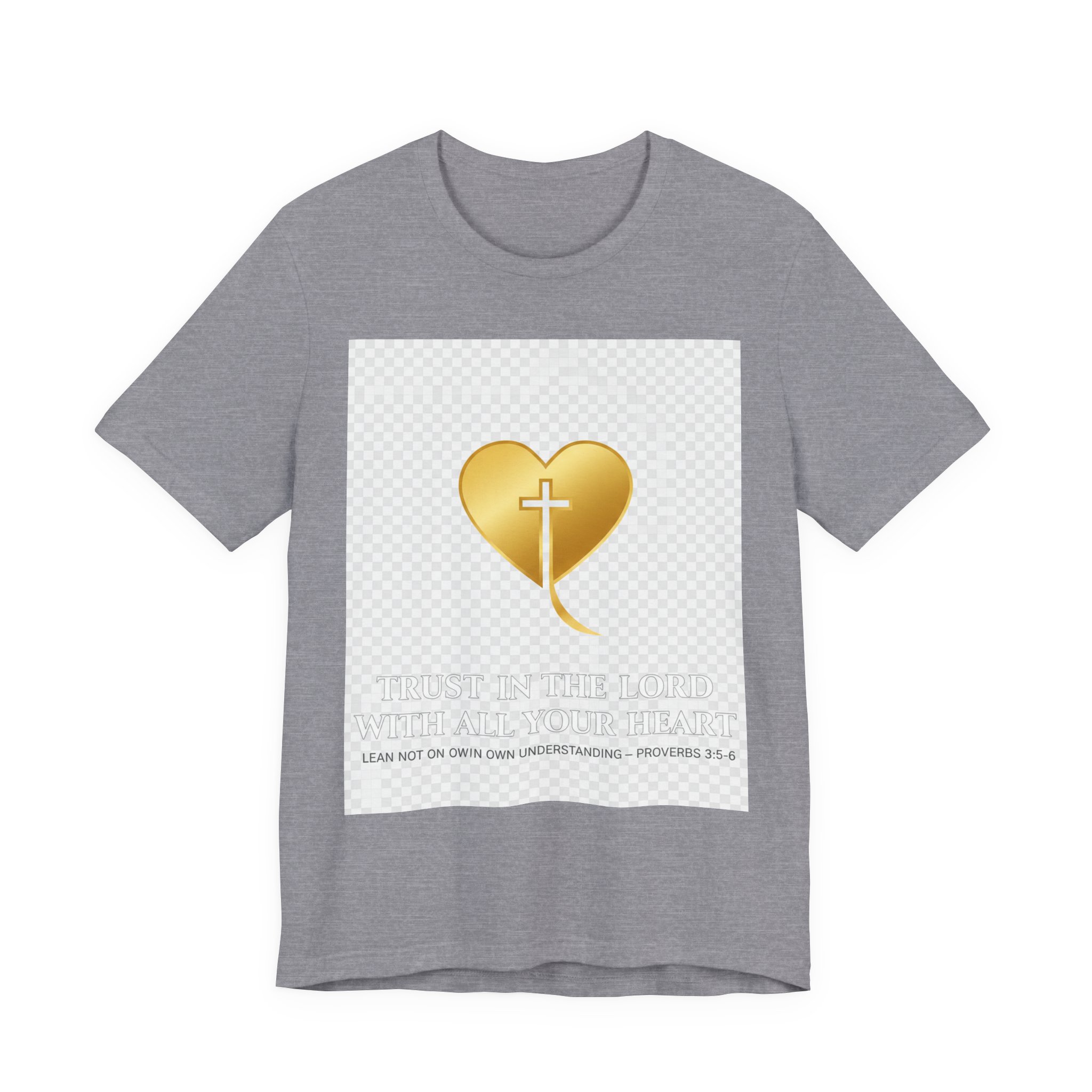 christian heart cross t shirt — gold faith design