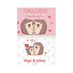 valentine hedgehog postcards — "you're my prickly perfect valentine" (7 pack)