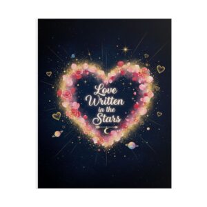 rolled poster — "love written in the stars" heart constellation wall art