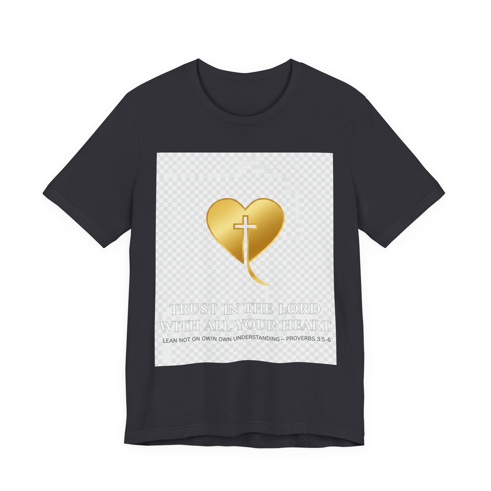 christian heart cross t shirt — gold faith design