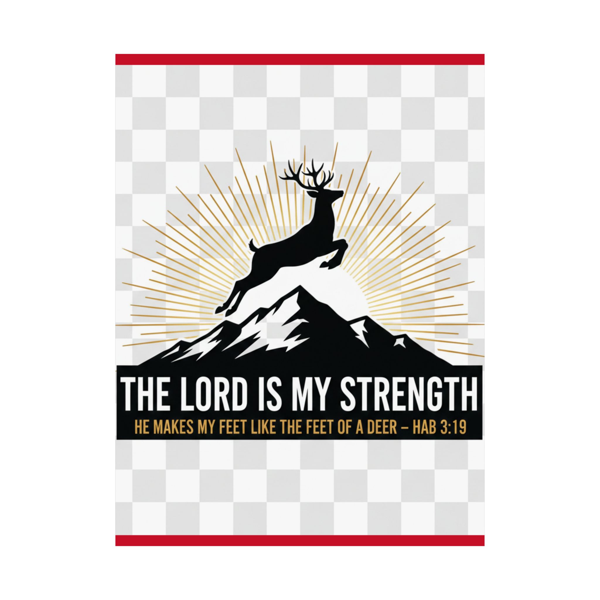 satin poster — "the lord is my strength" christian deer psalm wall art (210gsm)