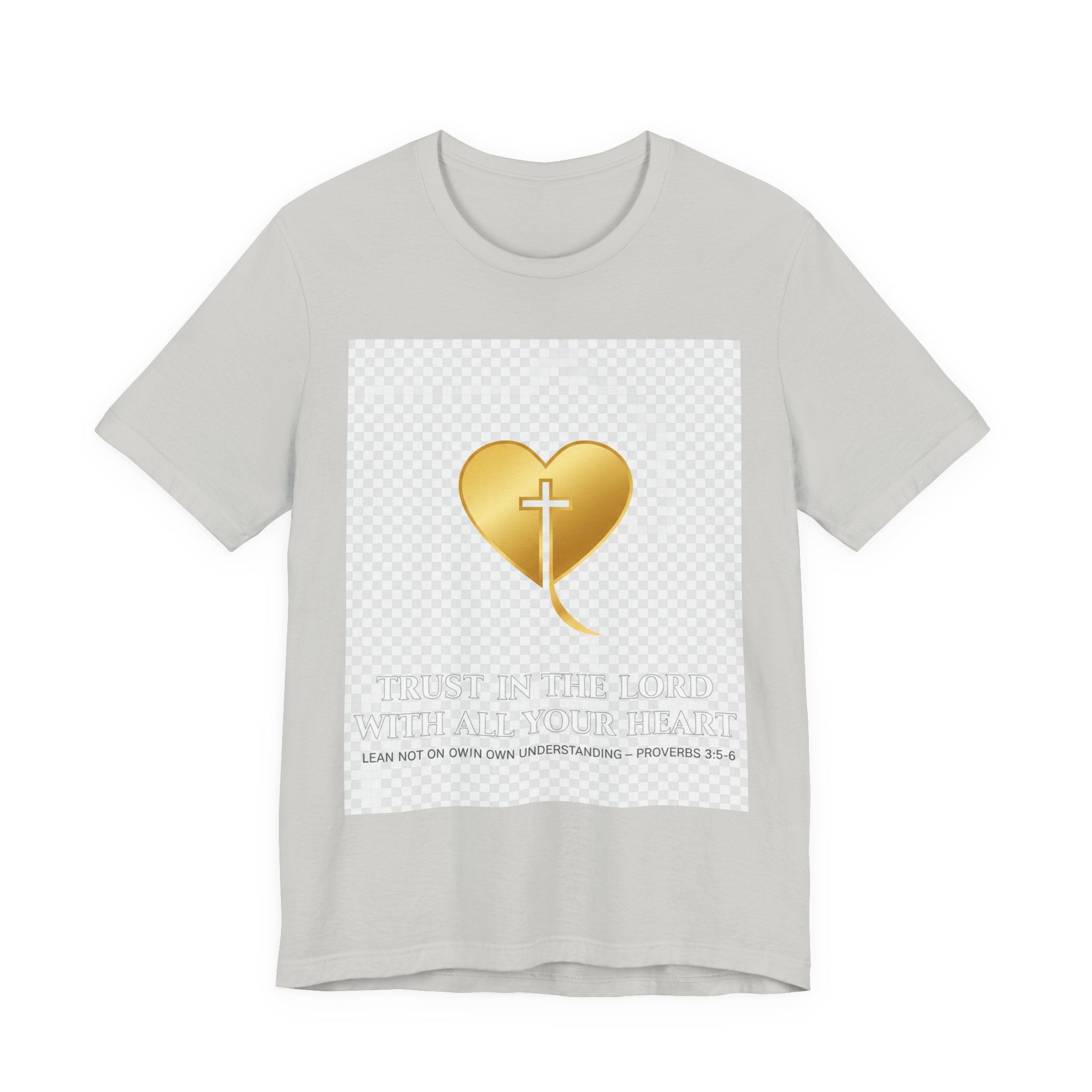 christian heart cross t shirt — gold faith design