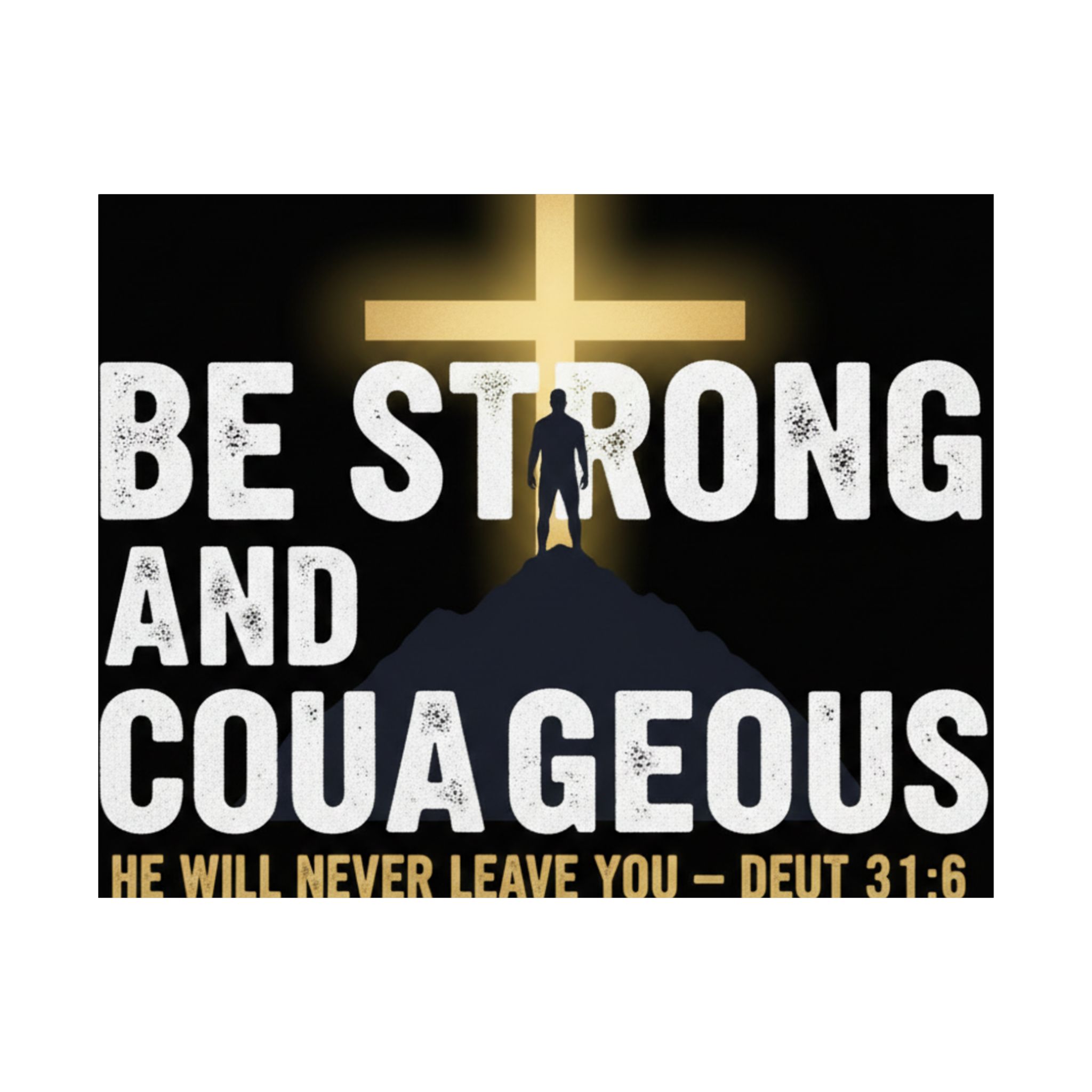 be strong and courageous satin poster — deut. 31:6 christian wall art