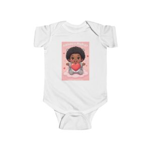 cute afro baby valentine bodysuit — "little steps big dreams" infant onesie
