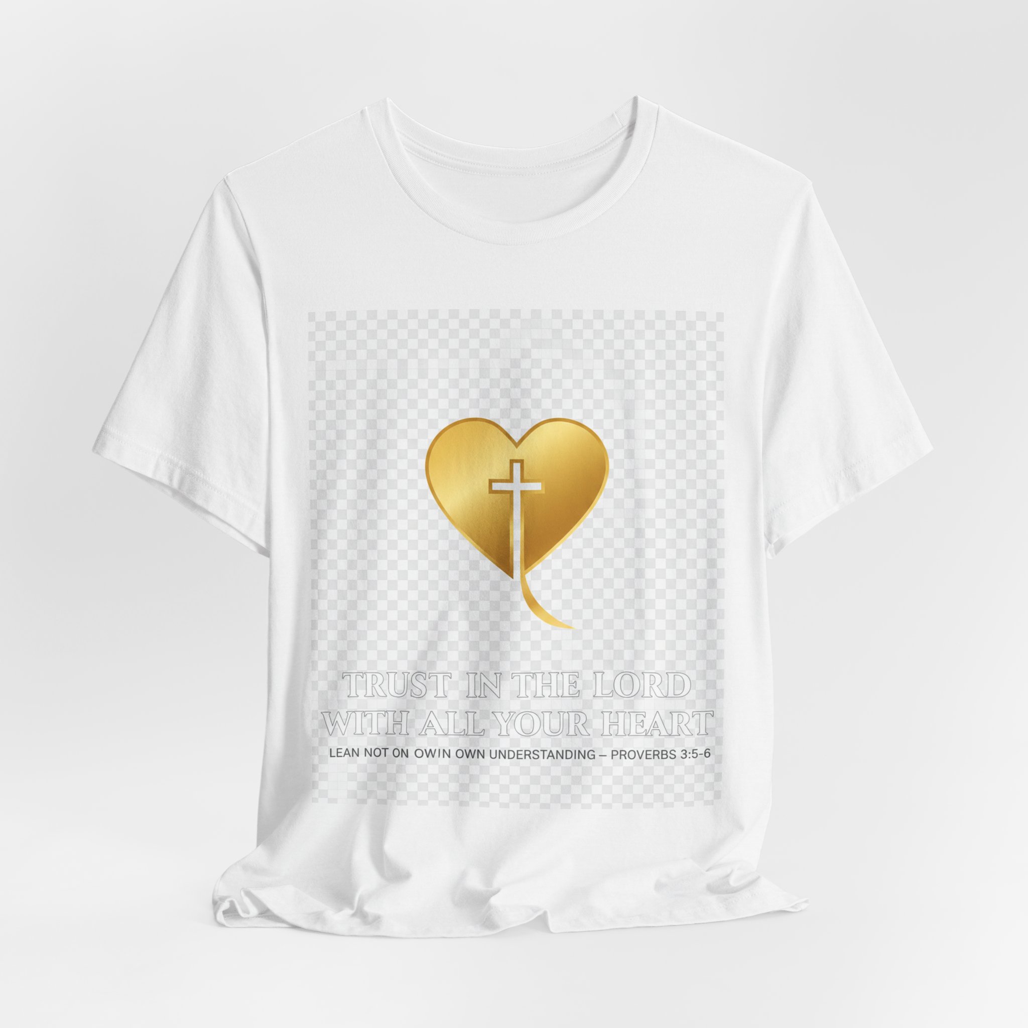 christian heart cross t shirt — gold faith design