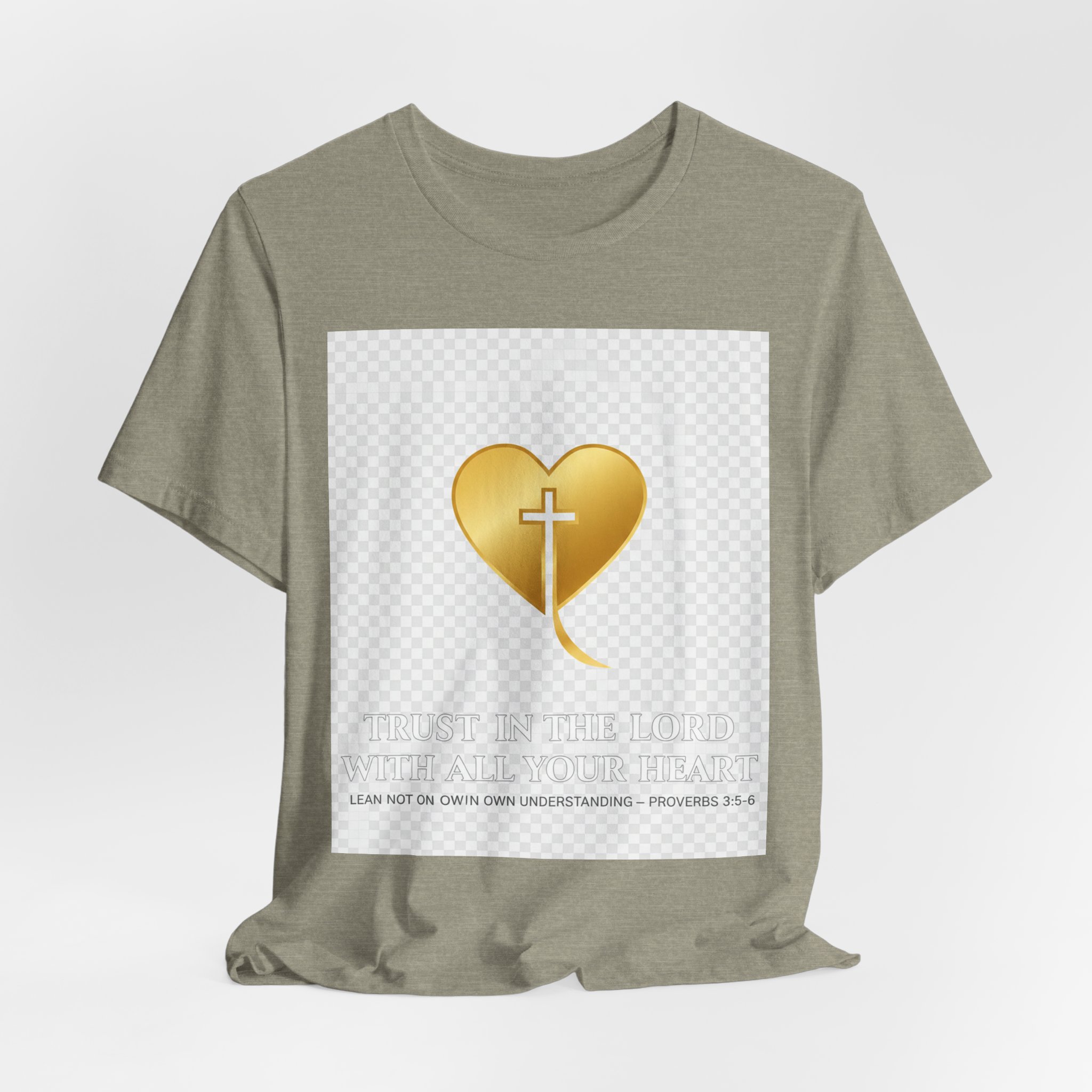 christian heart cross t shirt — gold faith design