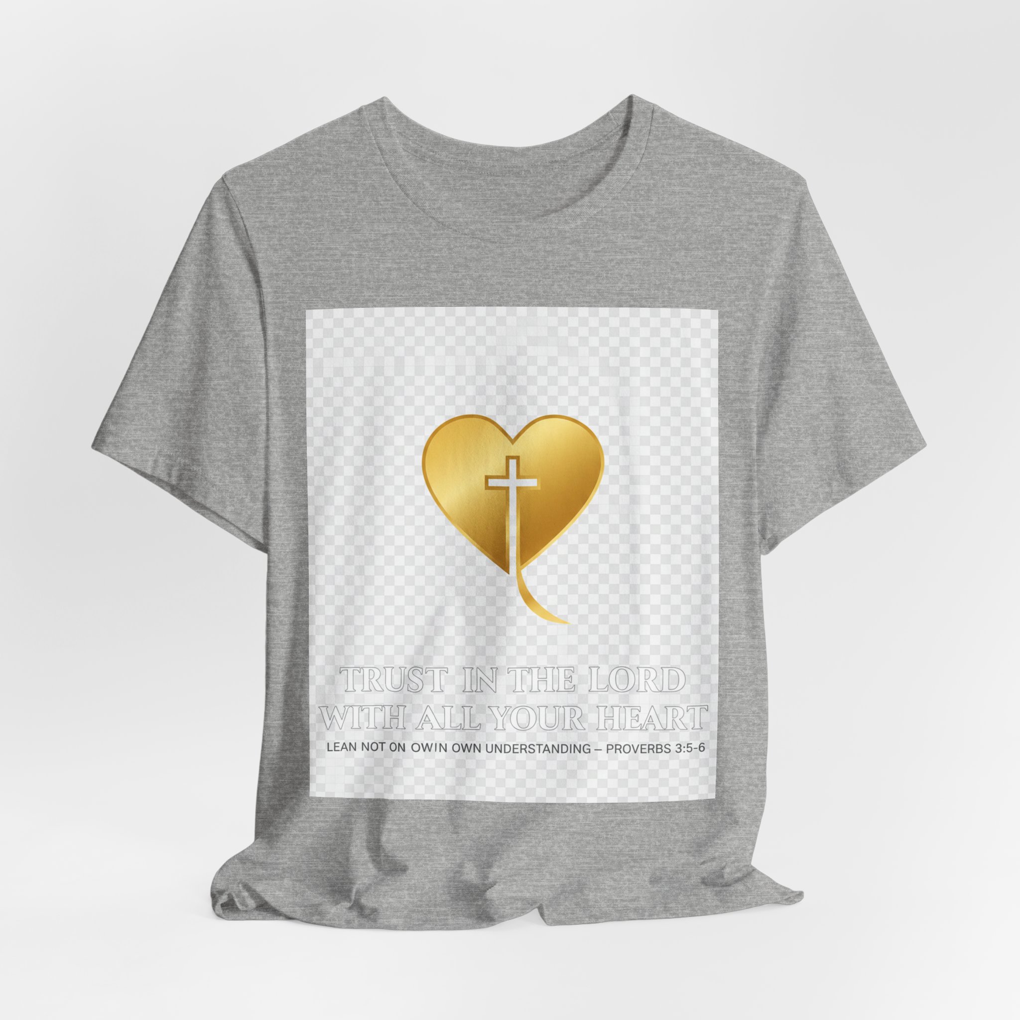 christian heart cross t shirt — gold faith design