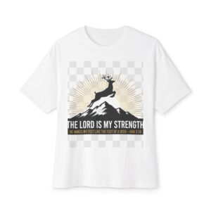 Christian Deer Mountain Tee — "The Lord Is My Strength" Faith T-Shirt