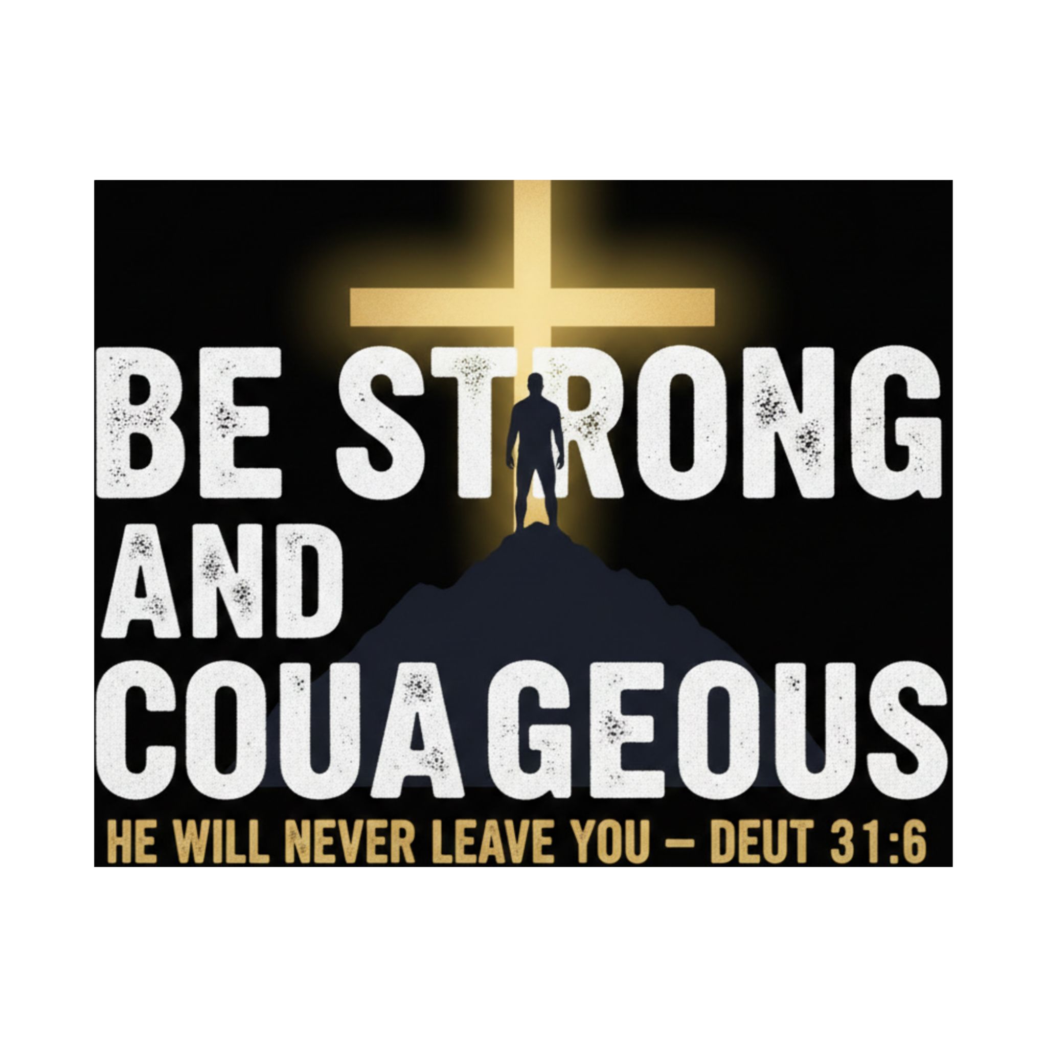 be strong and courageous satin poster — deut. 31:6 christian wall art