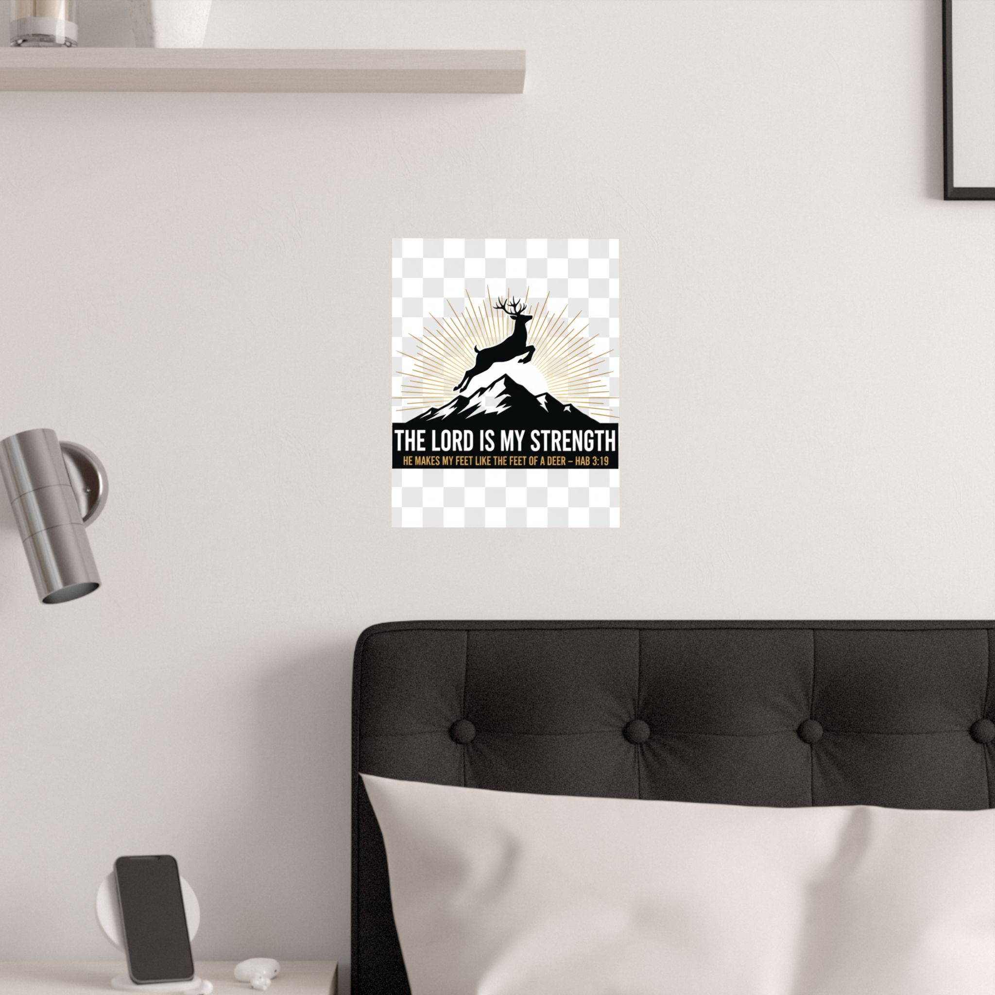satin poster — "the lord is my strength" christian deer psalm wall art (210gsm)