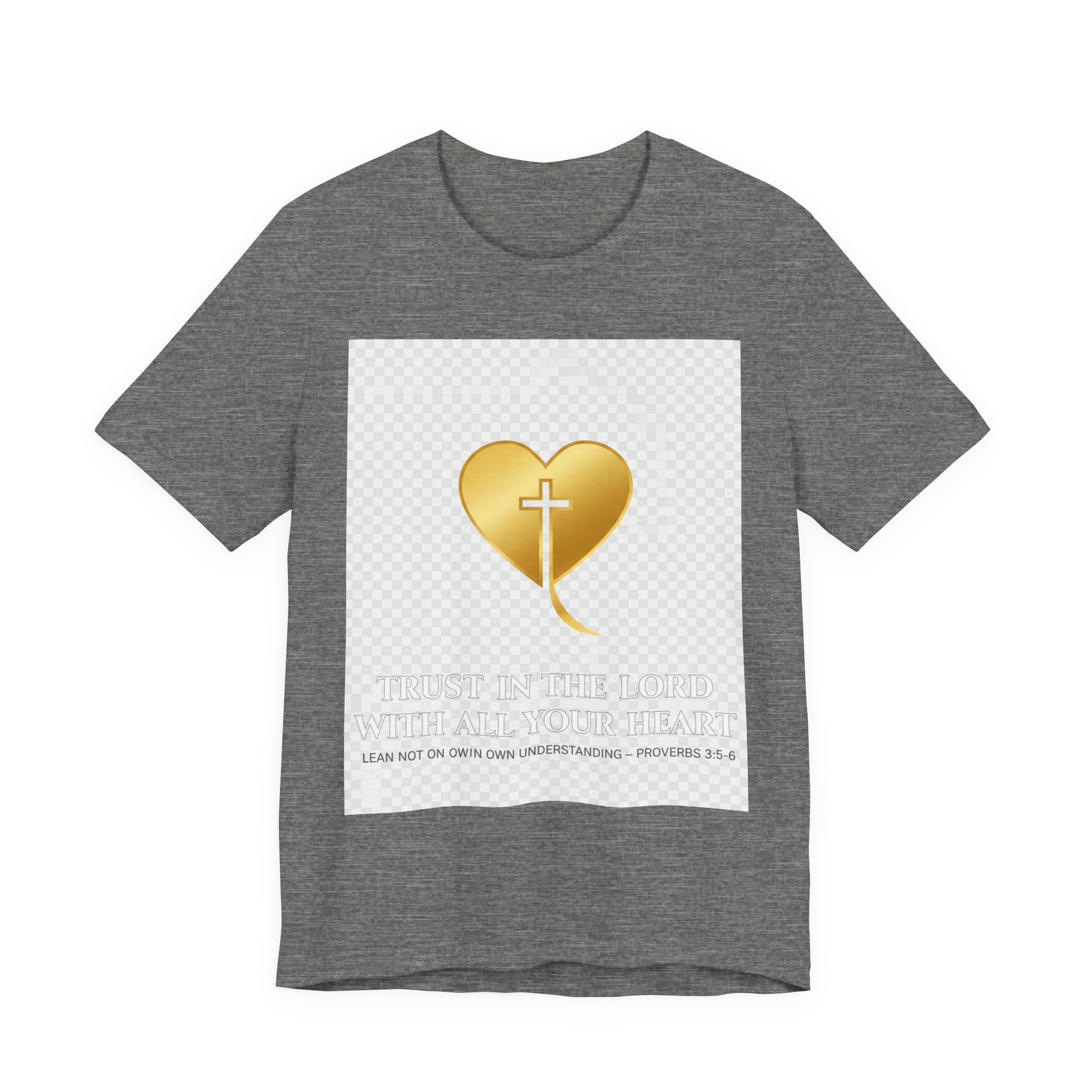 christian heart cross t shirt — gold faith design