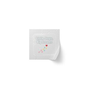 square sticker roll — "little steps, big dreams" label stickers for baby shower favors & milestone journals