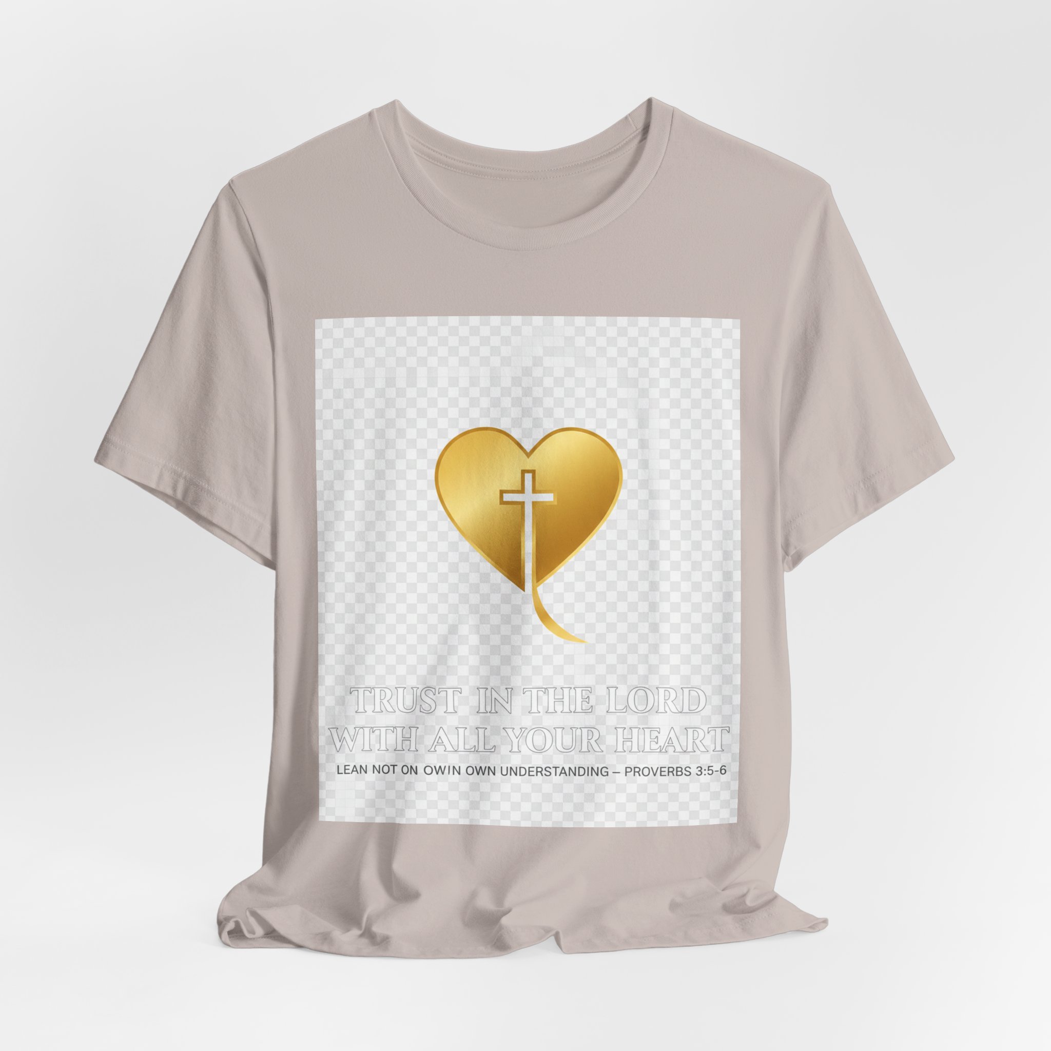christian heart cross t shirt — gold faith design