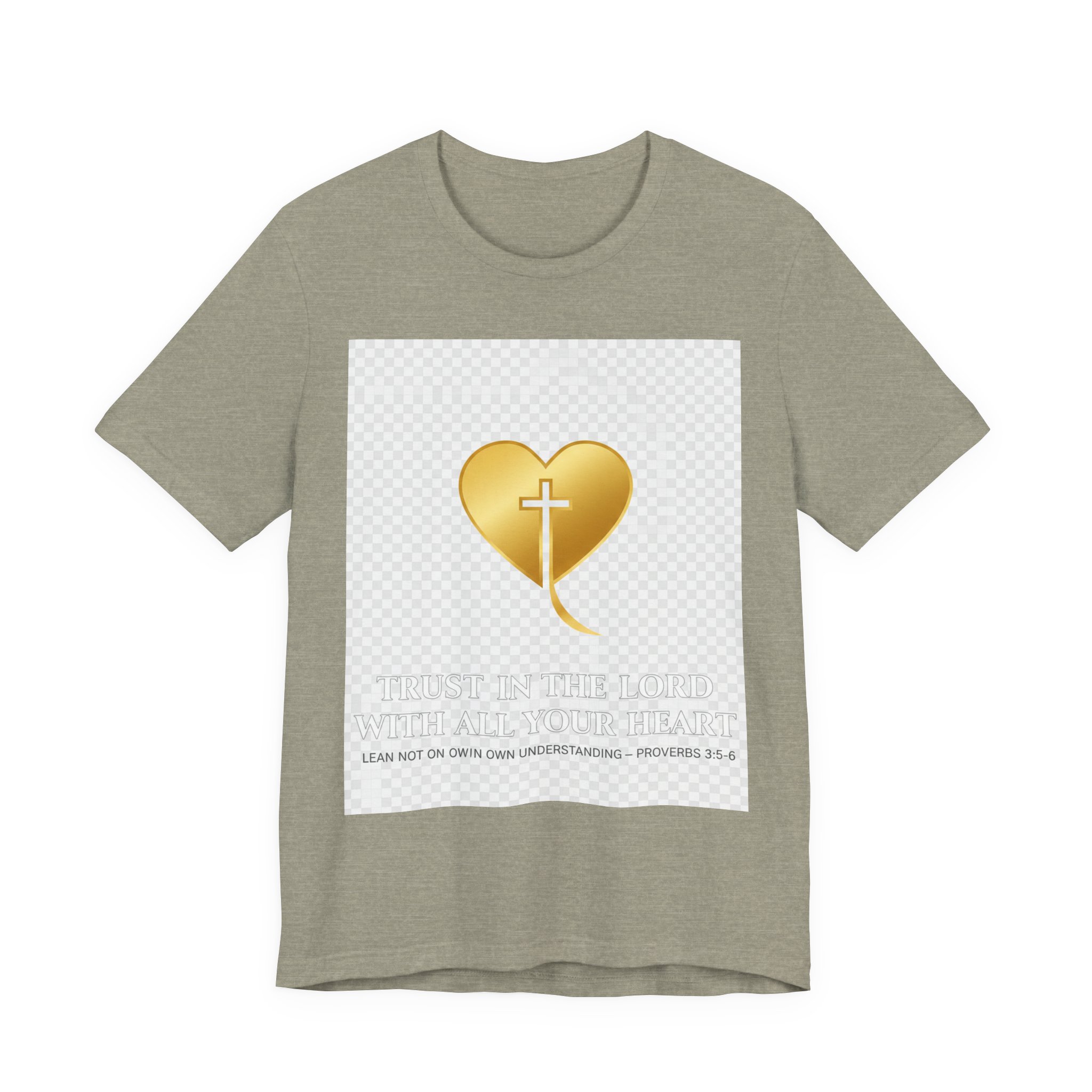 christian heart cross t shirt — gold faith design