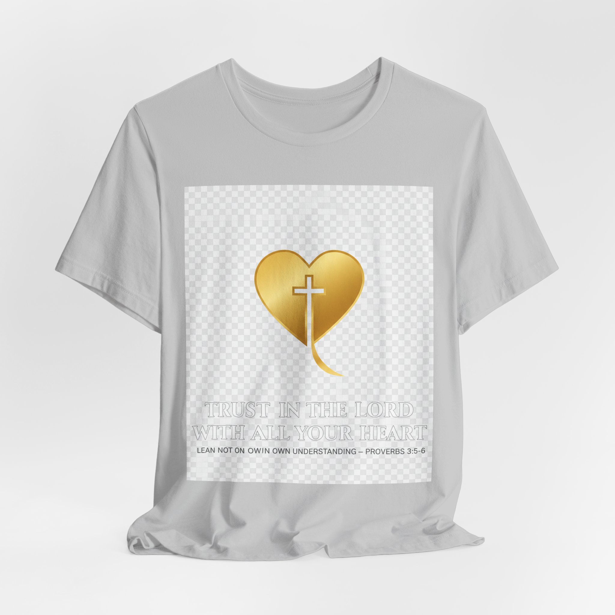 christian heart cross t shirt — gold faith design