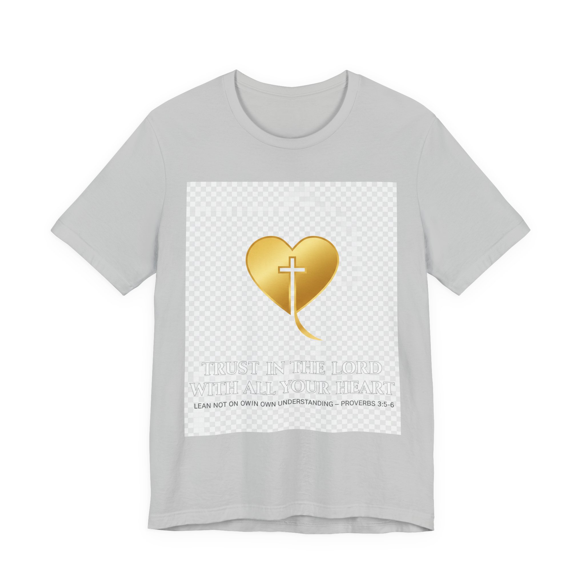 christian heart cross t shirt — gold faith design