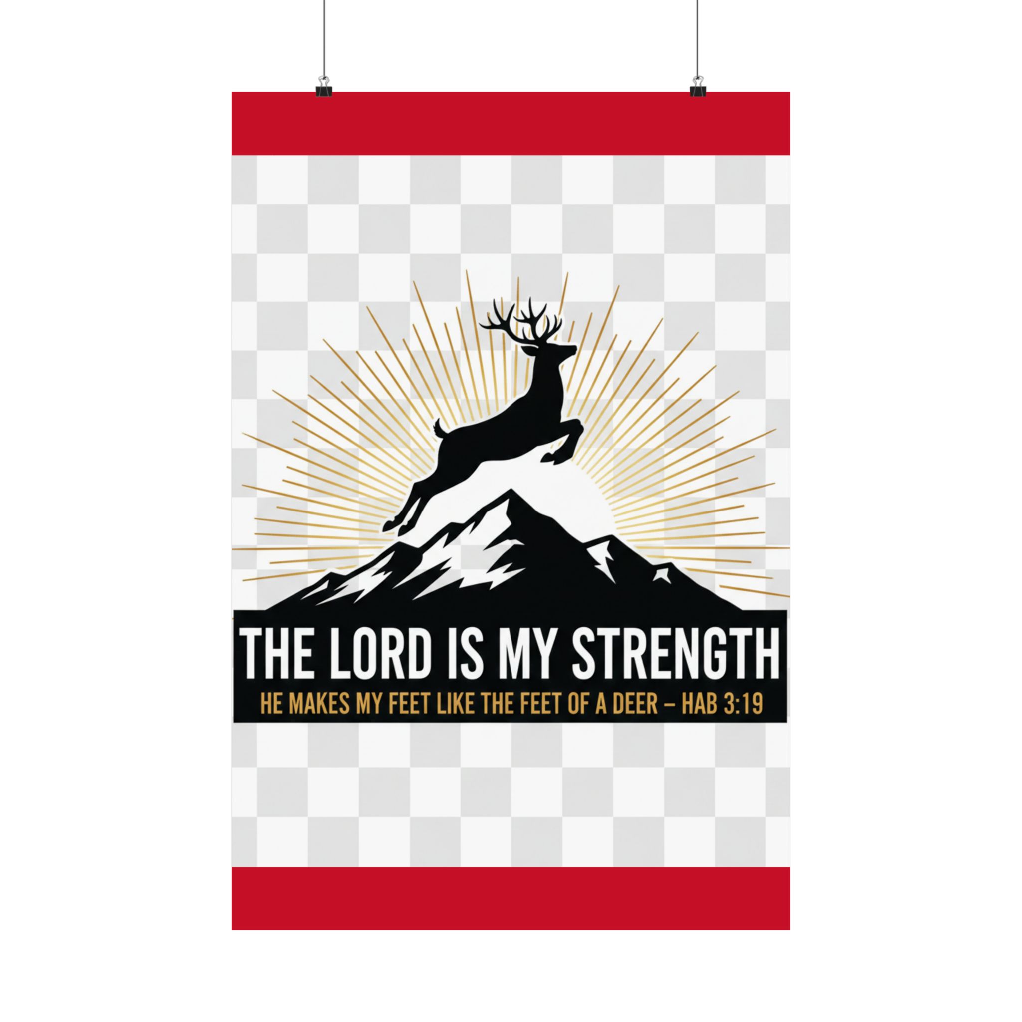 satin poster — "the lord is my strength" christian deer psalm wall art (210gsm)