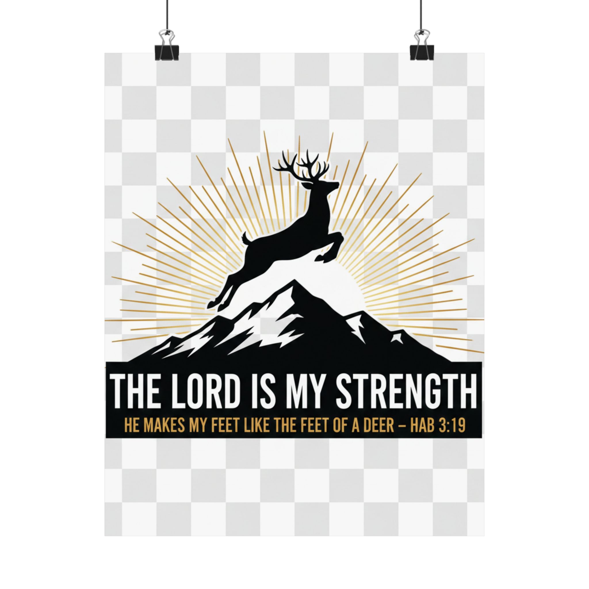 satin poster — "the lord is my strength" christian deer psalm wall art (210gsm)
