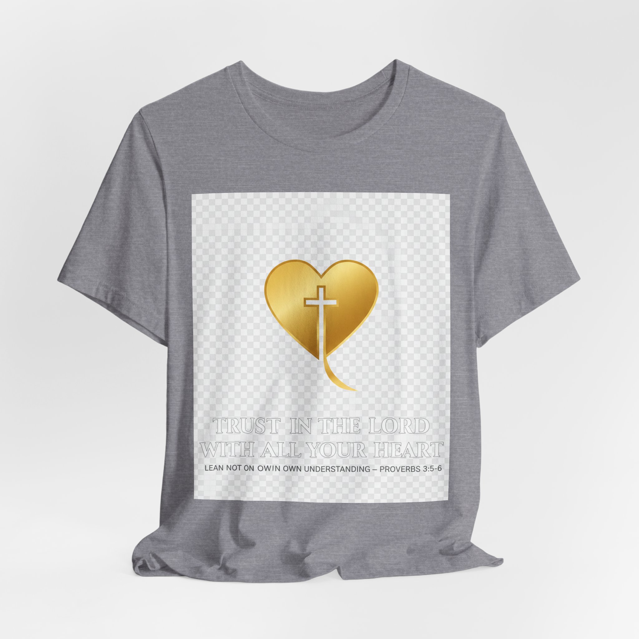 christian heart cross t shirt — gold faith design