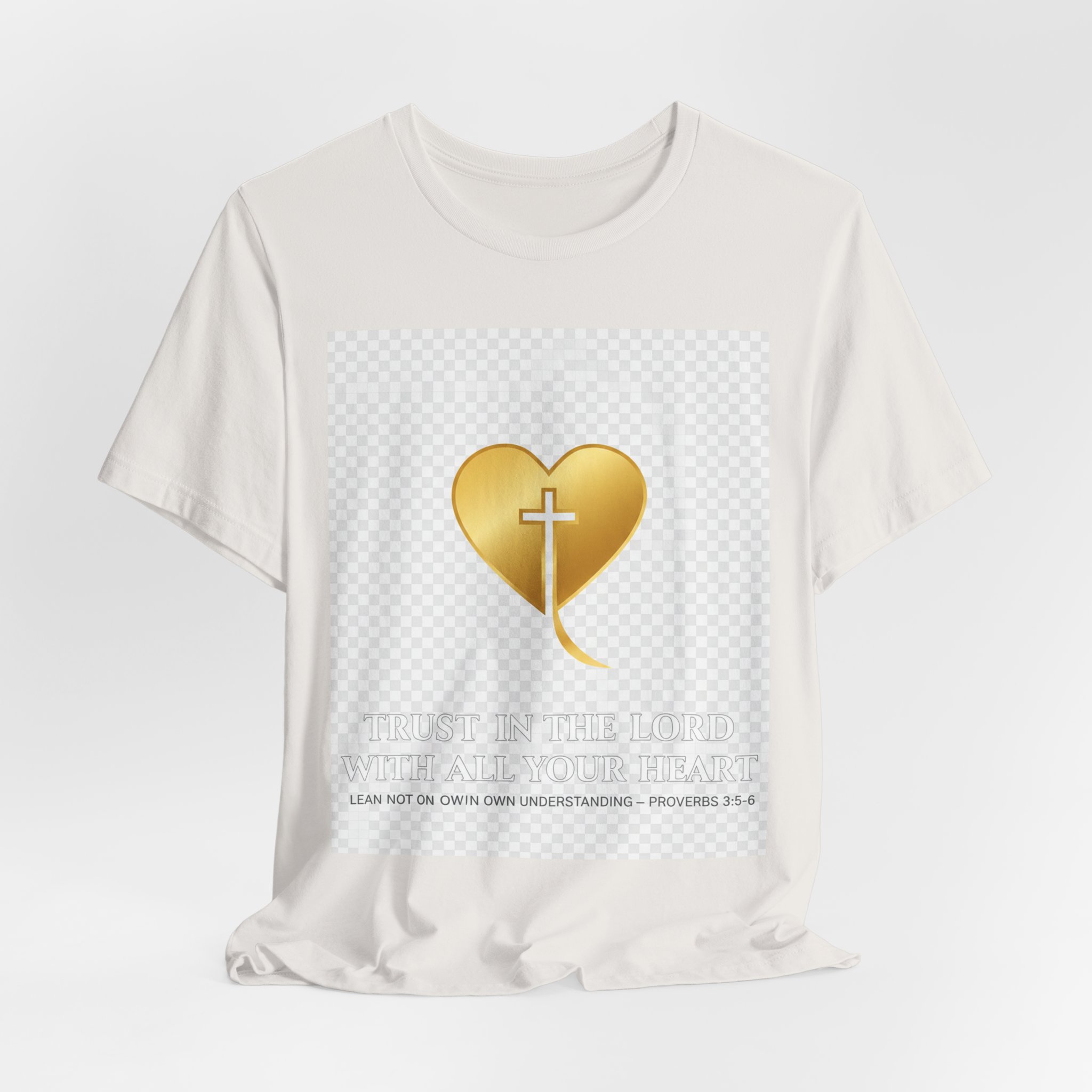 christian heart cross t shirt — gold faith design