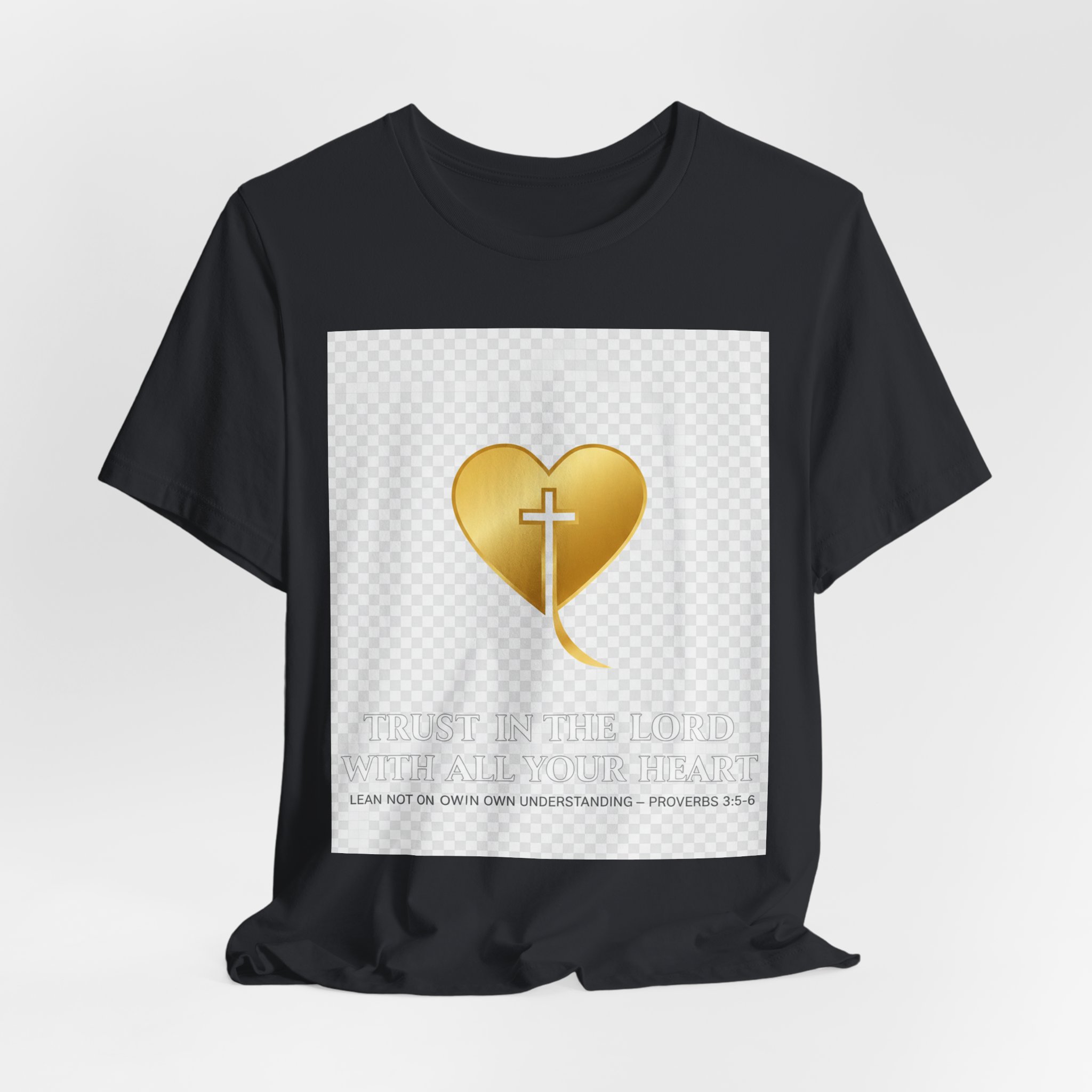 christian heart cross t shirt — gold faith design