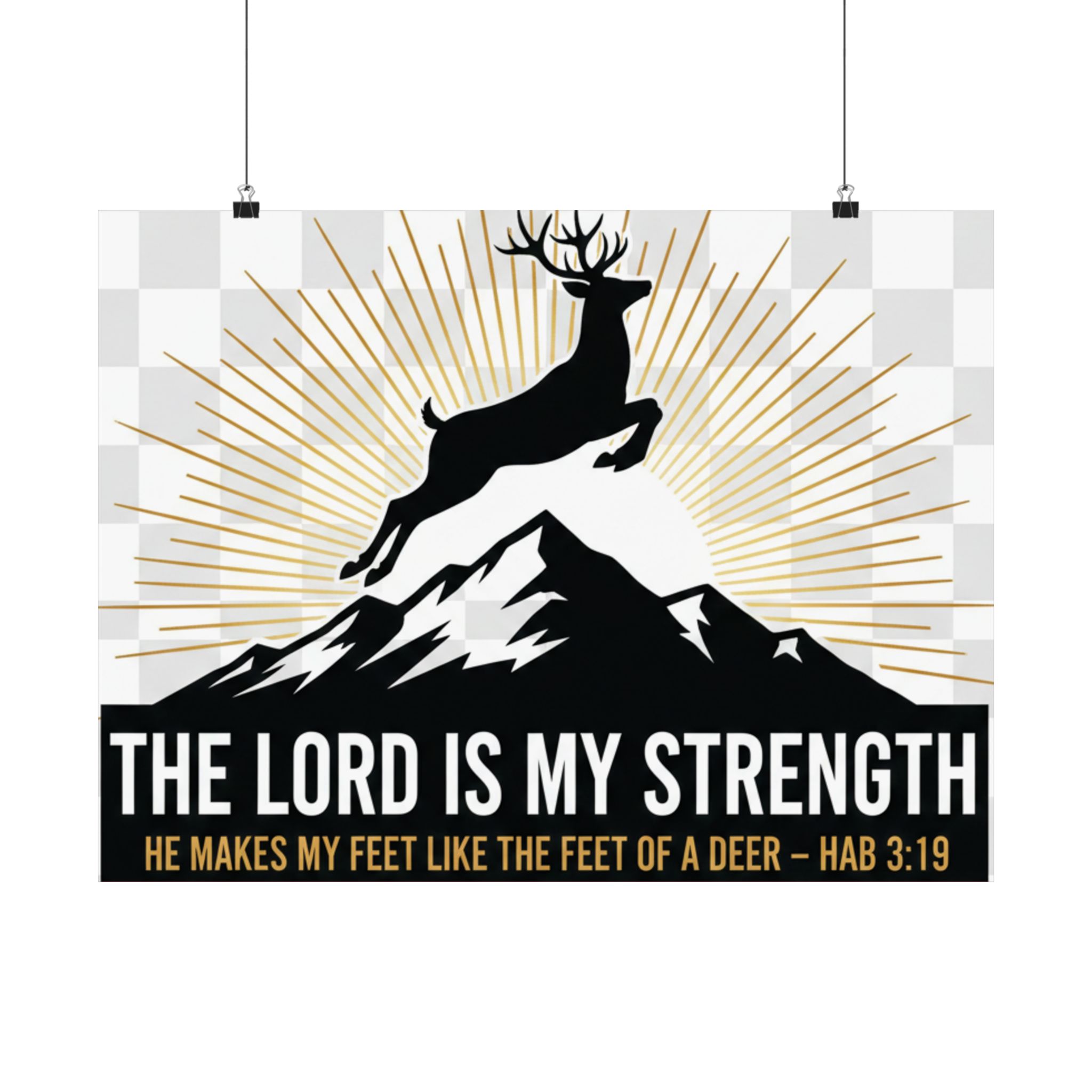 satin poster — "the lord is my strength" christian deer psalm wall art (210gsm)