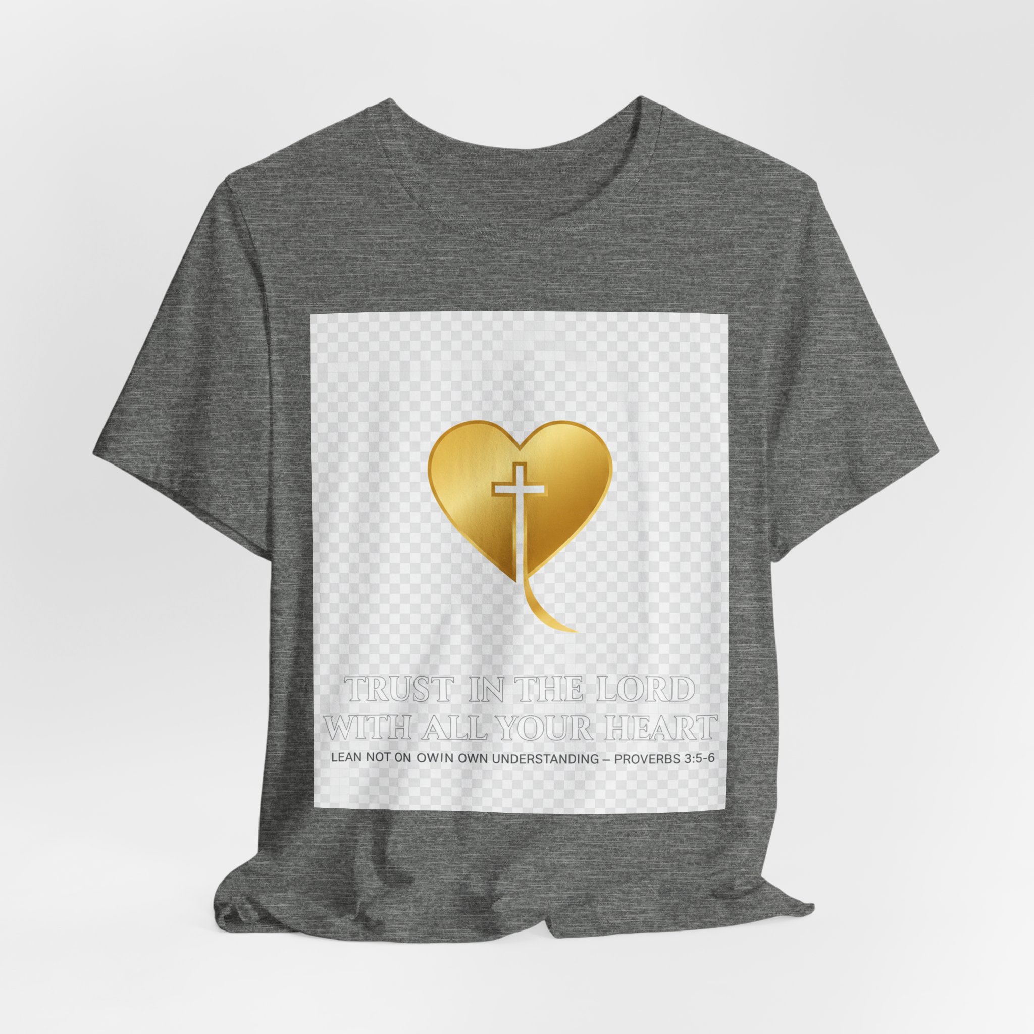 christian heart cross t shirt — gold faith design