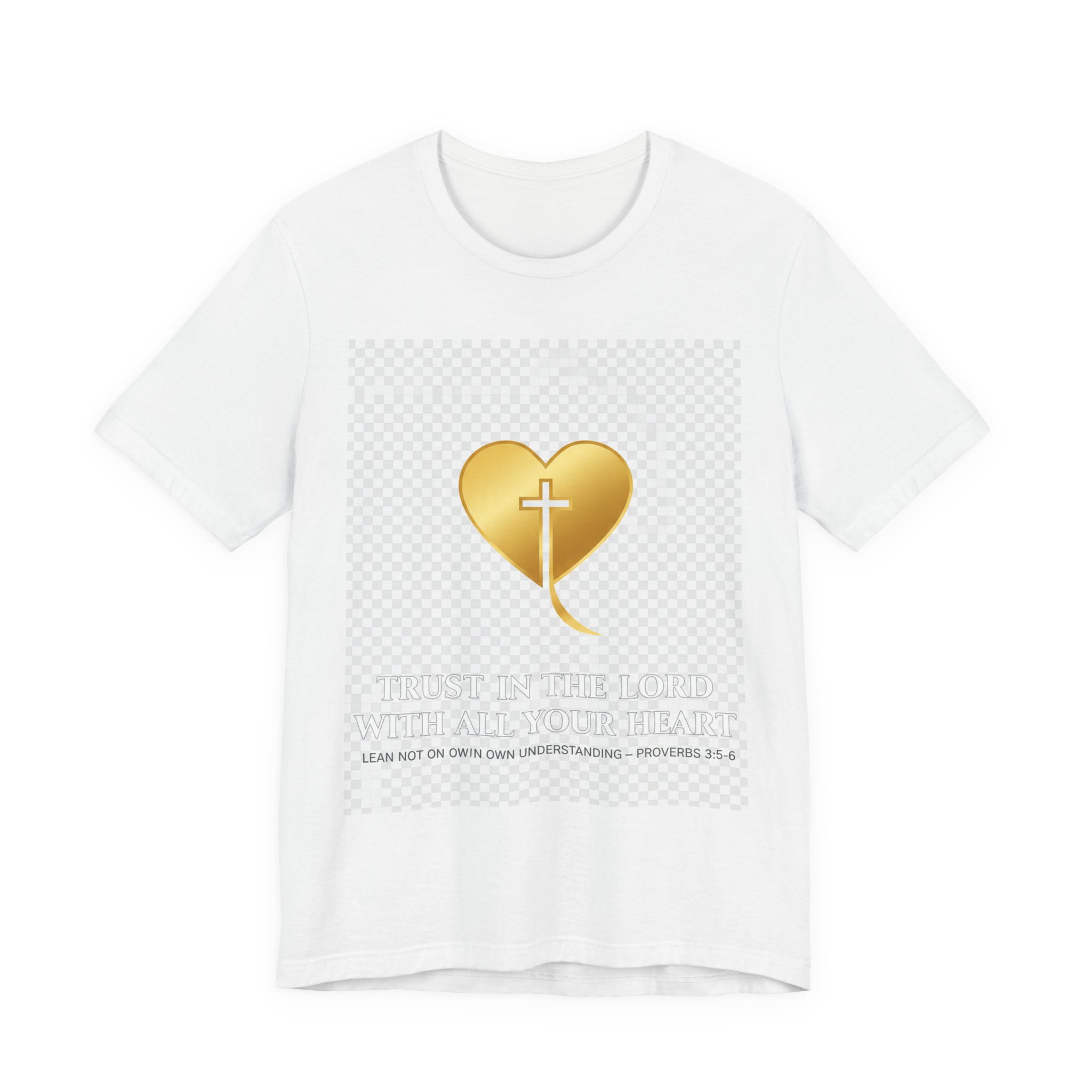 christian heart cross t shirt — gold faith design