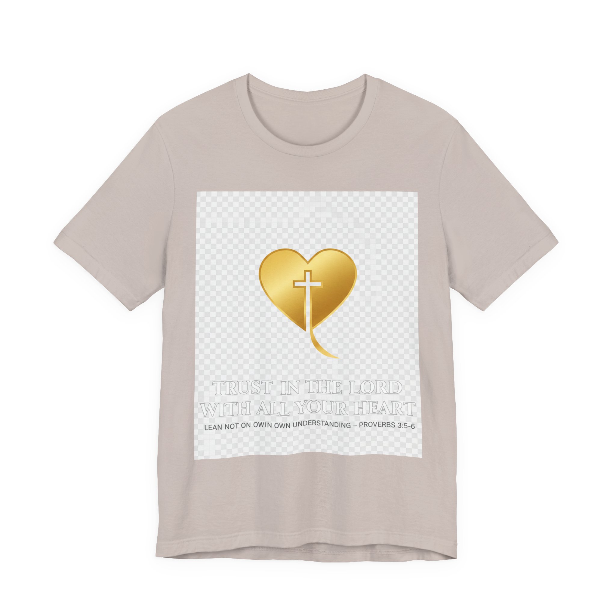 christian heart cross t shirt — gold faith design