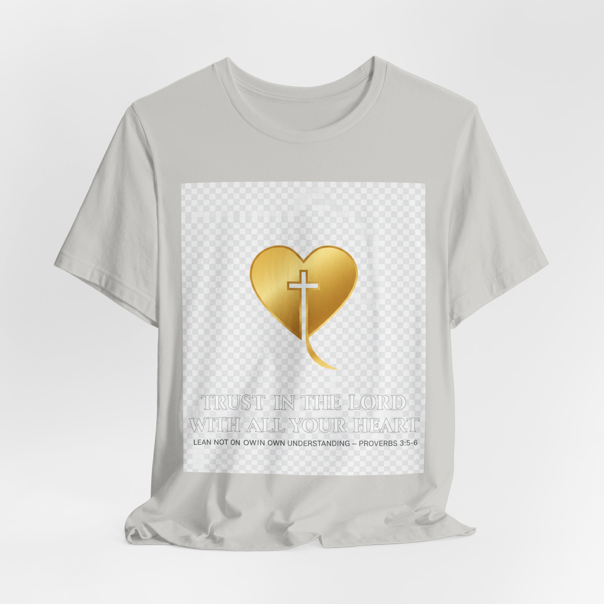 christian heart cross t shirt — gold faith design