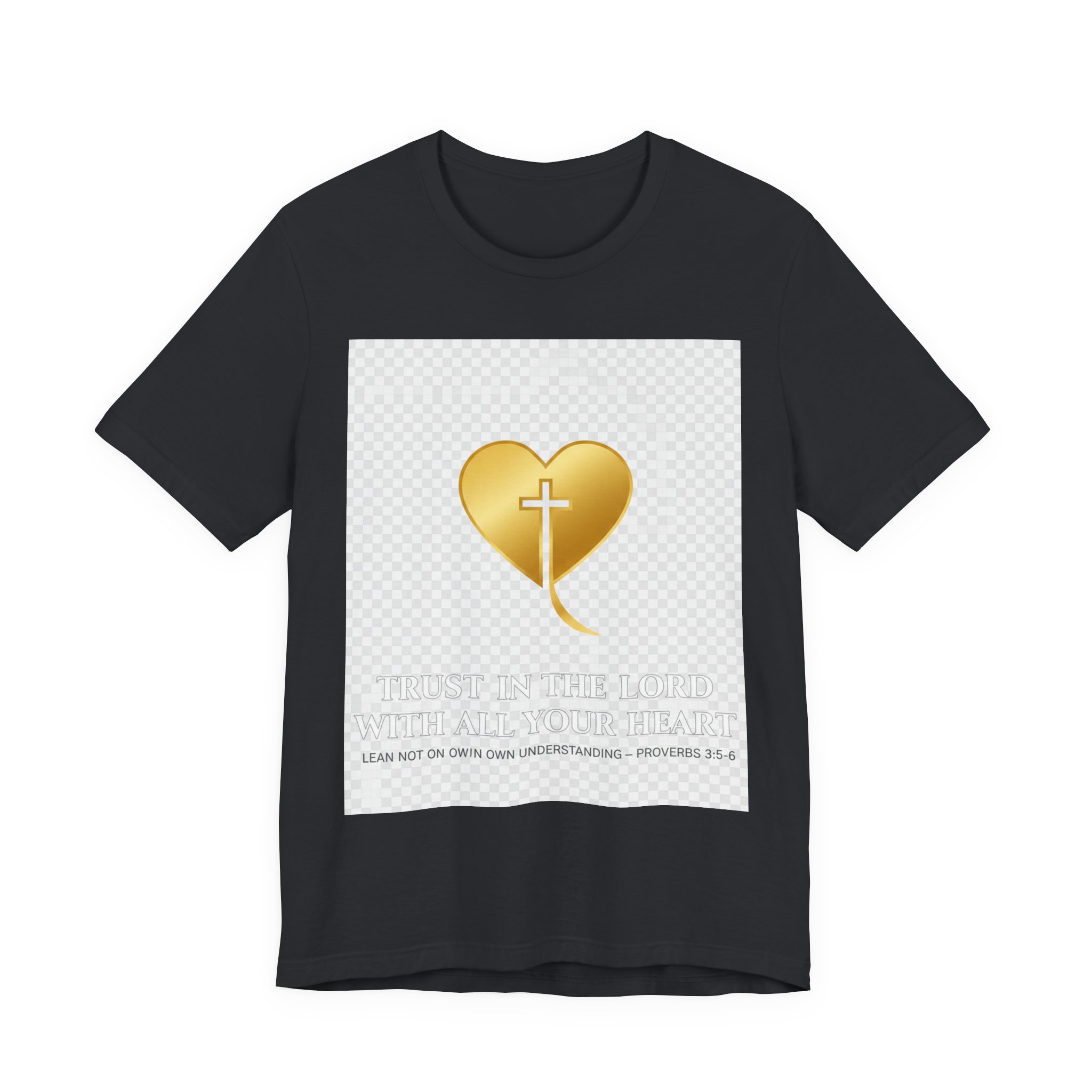christian heart cross t shirt — gold faith design