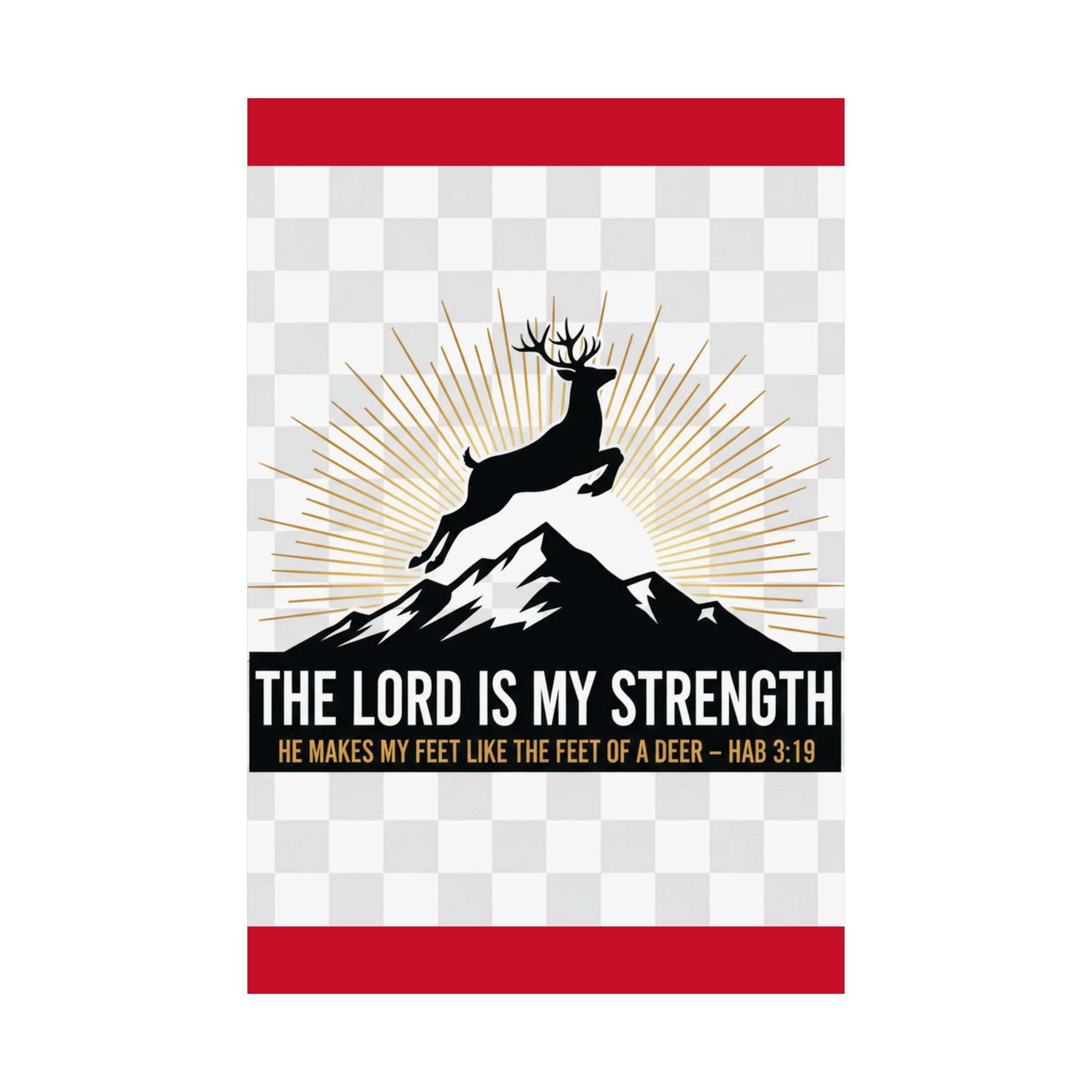 satin poster — "the lord is my strength" christian deer psalm wall art (210gsm)