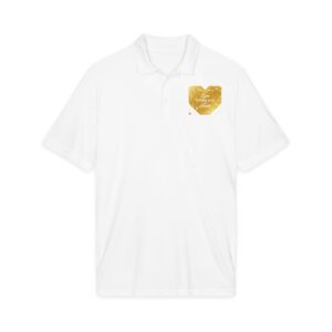 gold heart pocket polo — 'love who you are' athletic performance shirt