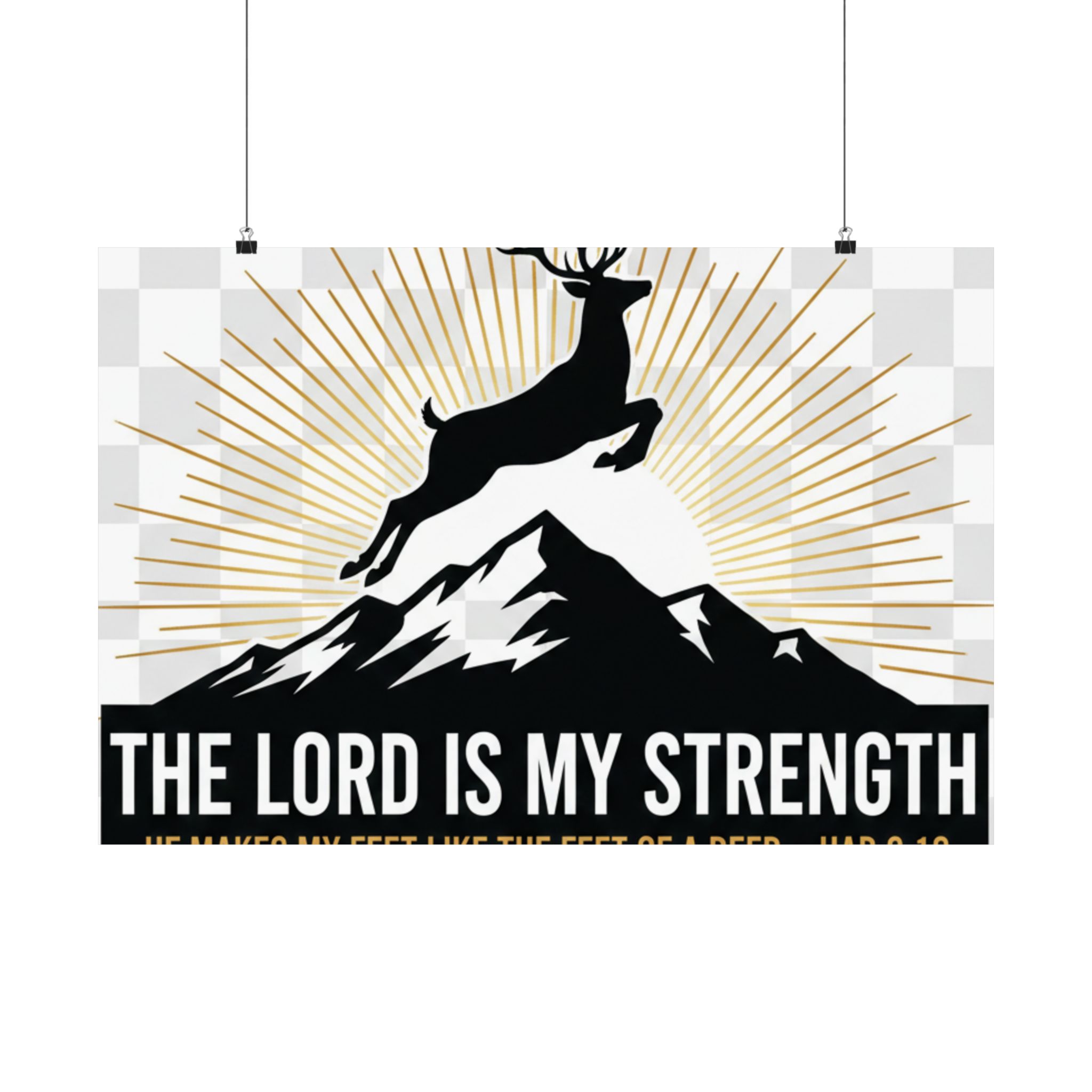 satin poster — "the lord is my strength" christian deer psalm wall art (210gsm)