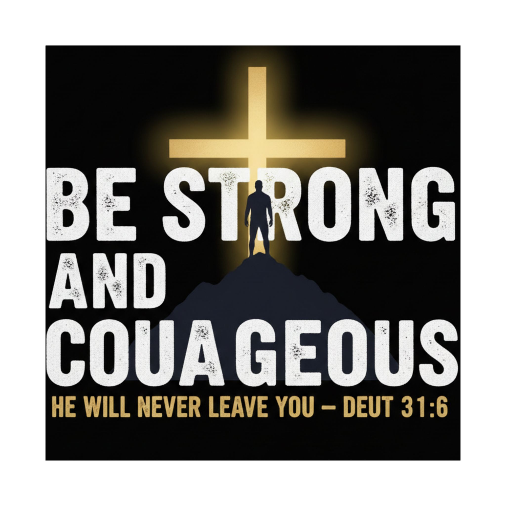 be strong and courageous satin poster — deut. 31:6 christian wall art