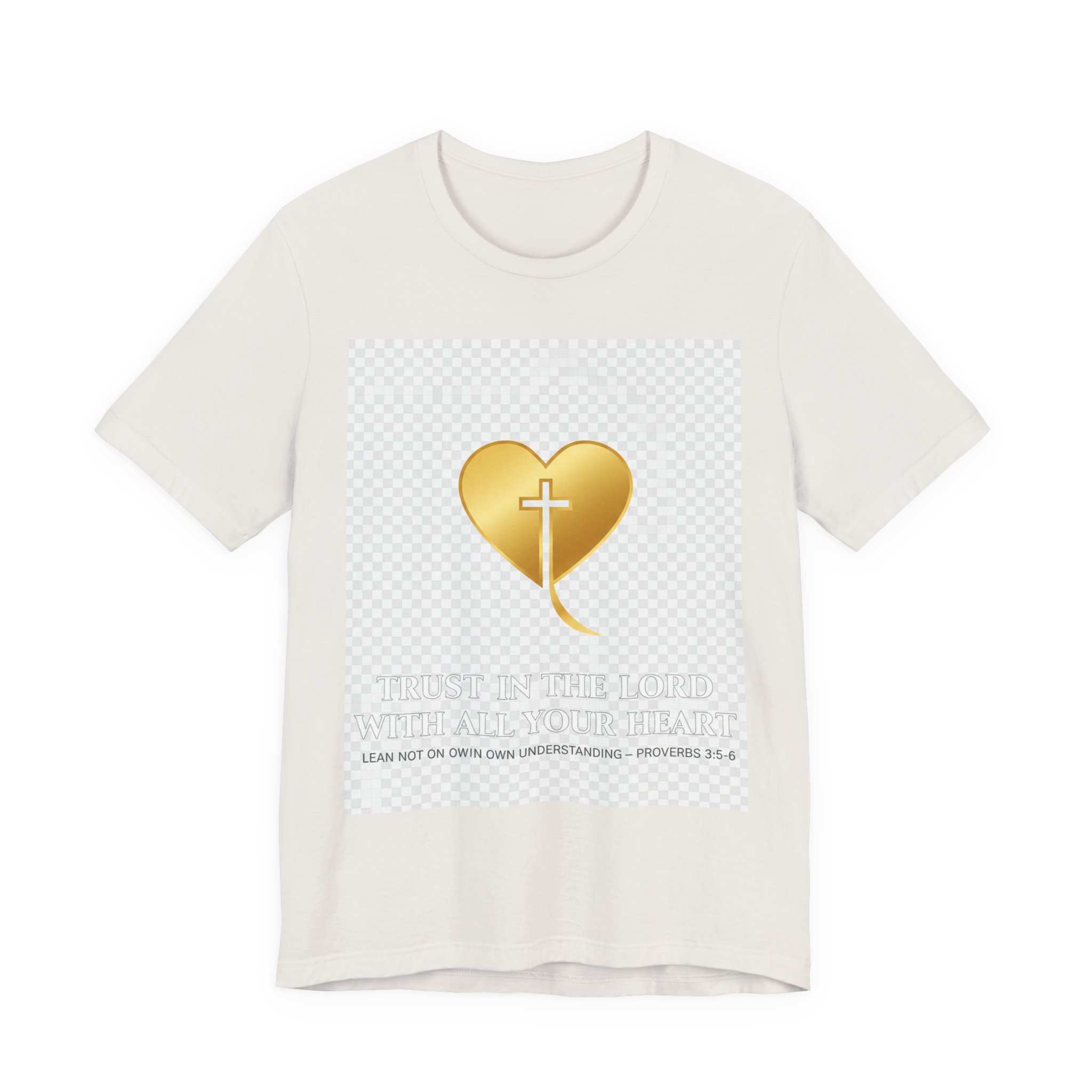 christian heart cross t shirt — gold faith design