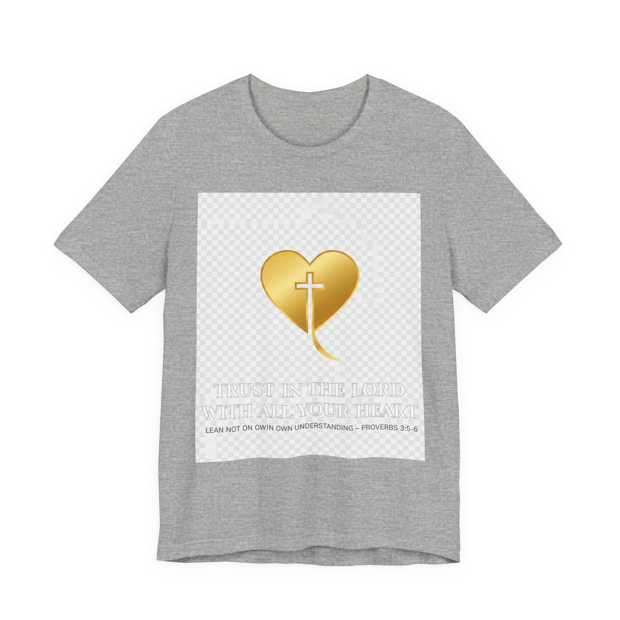 christian heart cross t shirt — gold faith design