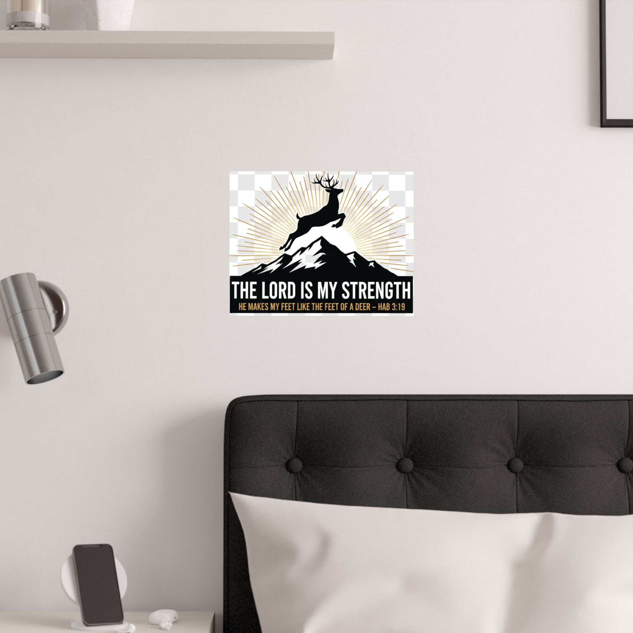 satin poster — "the lord is my strength" christian deer psalm wall art (210gsm)